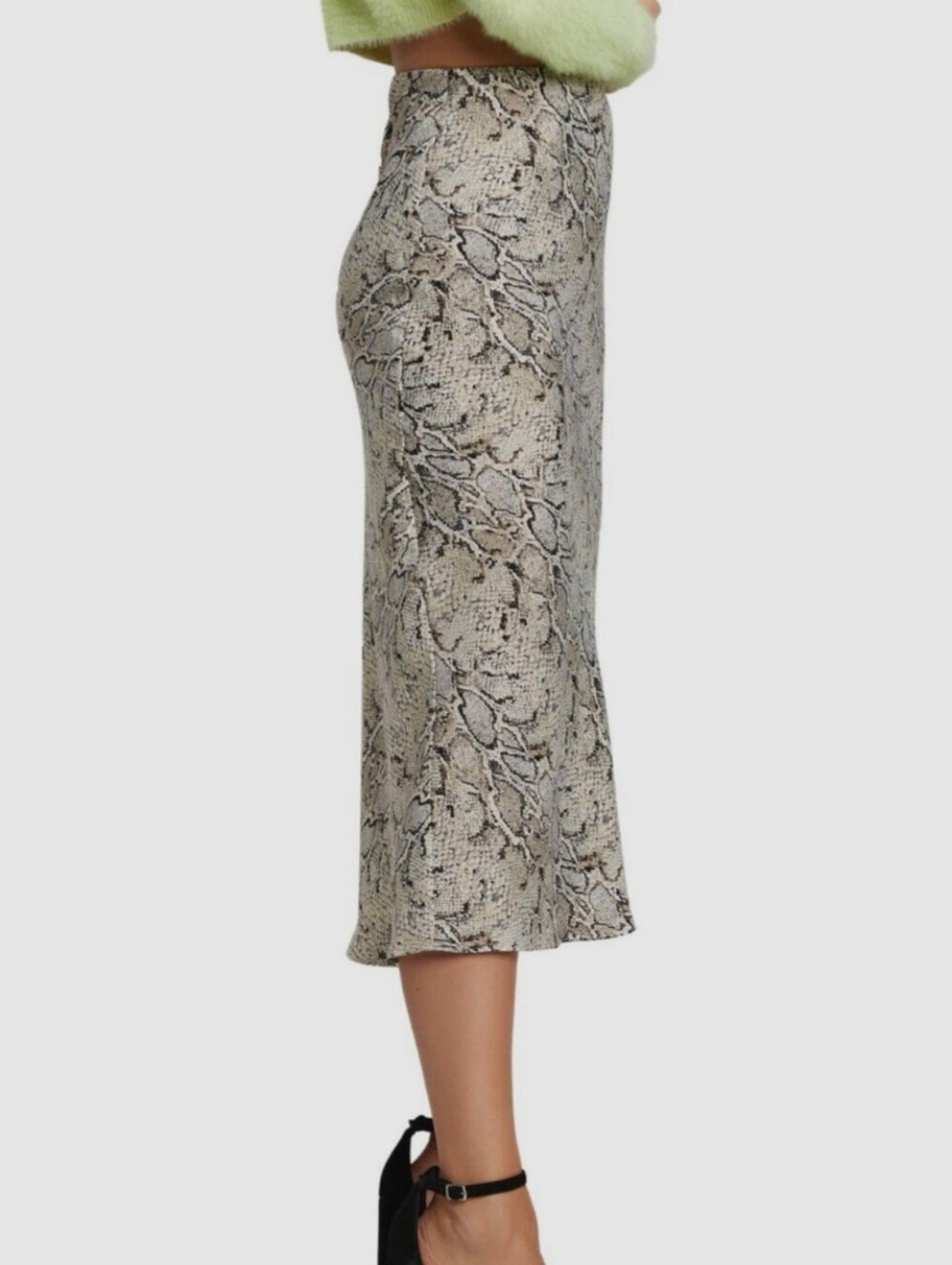Bardot Feminine Black Cream Animal Printed Midi Lightweight Classic Pencil Skirt